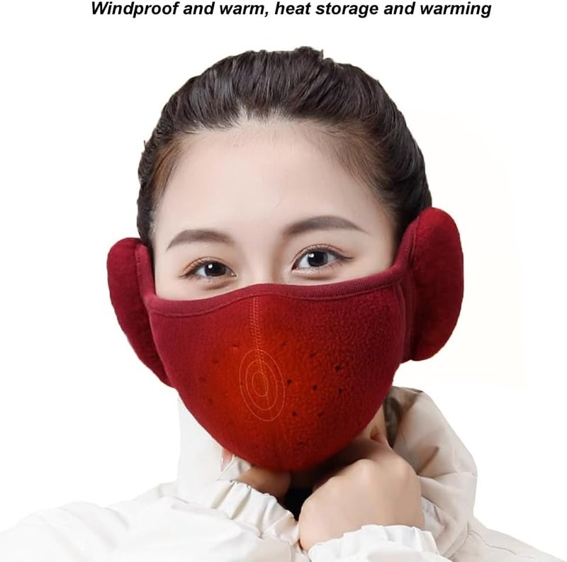 TecHong Womens Winter Warm Windproof Mask with Fluffy Ear Covers - Thick Dustproof Breathable Mouth Cover Half Face Earflaps - Image 4